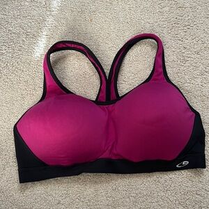 maroon and black champion sports bra